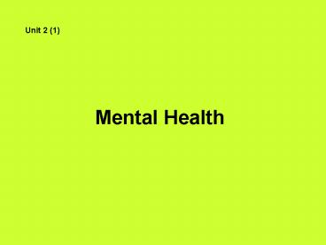 Mental Health