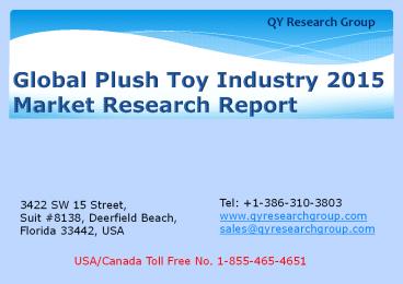 Global Plush Toy Industry 2015 Market Research Report