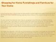 Shopping for Home Furnishings and Furniture for Your Home