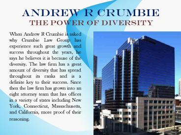 Andrew R Crumbie - The Power of Diversity