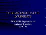 LE BILAN EN SITUATION D