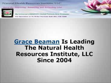 Grace Beaman Natural Health Resources