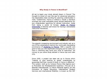 Why Study in France is Beneficial