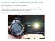 Play Sony Handycam AVCHD MTS video on QuickTime player