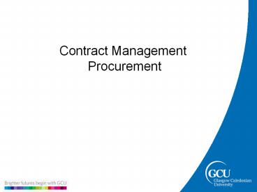 Contract Management Procurement