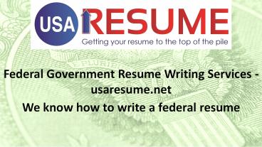 Resumes For Federal Jobs