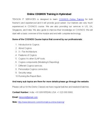 Online COGNOS Training in Hyderabad (1)