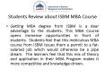 Students Review about ISBM MBA Course PowerPoint PPT Presentation