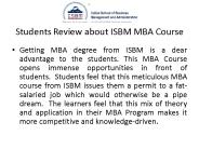 Students Review about ISBM MBA Course
