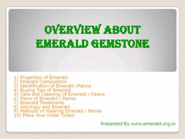 Overview about emerald gemstone