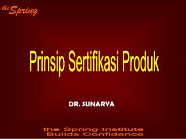 Prinsip Sertifikasi Produk