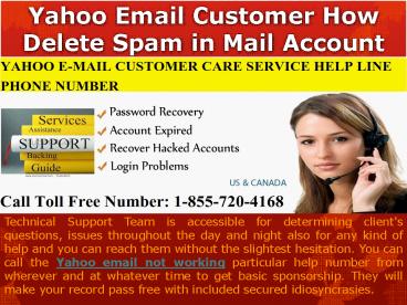 Yahoo Email Customer How Delete Spam in Mail Account