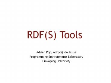 RDF(S) Tools