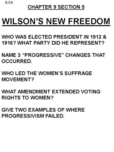 CHAPTER 9 SECTION 5 WILSON