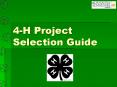 4-H Project Selection Guide PowerPoint PPT Presentation