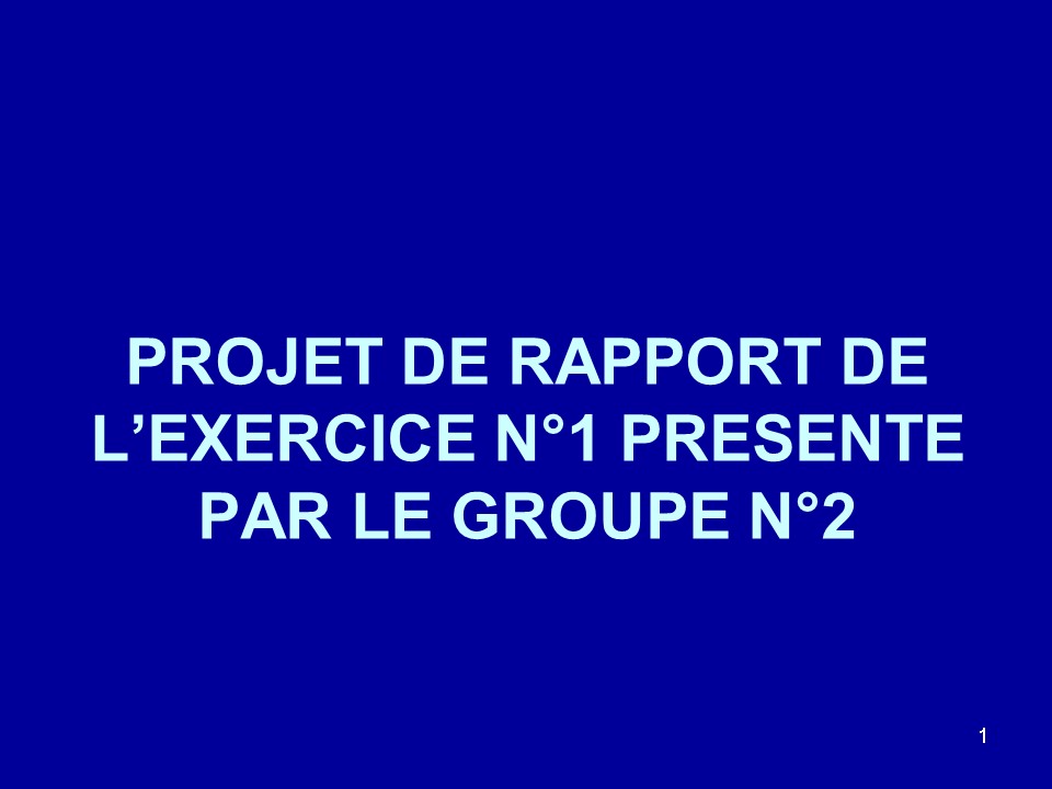 PROJET DE RAPPORT DE L
