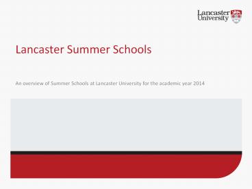 Lancaster Summer Schools