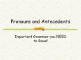 Pronouns and Antecedents PowerPoint PPT Presentation