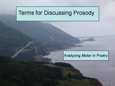 Terms for Discussing Prosody