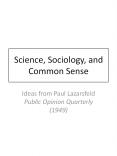 Science, Sociology, and Common Sense PowerPoint PPT Presentation