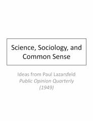 Science, Sociology, and Common Sense