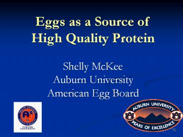 Eggs as a Source of High Quality Protein