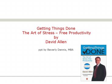 Getting Things Done The Art of Stress 