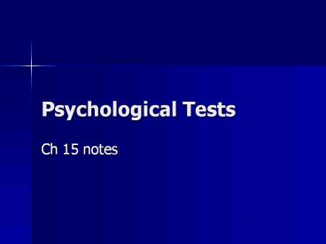 Psychological Tests