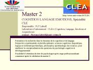 Master 2 COGNITION LANGAGE EMOTIONS, Sp PowerPoint PPT Presentation