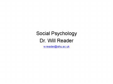 Social Psychology