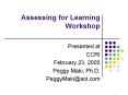 Assessing for Learning Workshop PowerPoint PPT Presentation