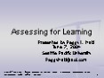 Assessing for Learning PowerPoint PPT Presentation