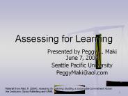 Assessing for Learning
