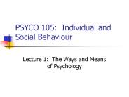 PSYCO 105: Individual and Social Behaviour