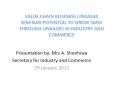 VALUE CHAIN BUSINESS LINKAGES SEMINAR:POTENTIAL TO GROW SMES THROUGH LINKAGES IN INDUSTRY AND COMMERCE PowerPoint PPT Presentation