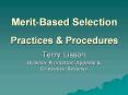 Merit-Based Selection Practices PowerPoint PPT Presentation