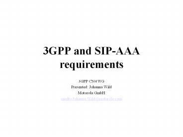 3GPP and SIP-AAA requirements