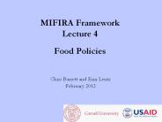 MIFIRA Framework Lecture 4 Food Policies