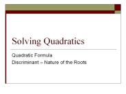 Solving Quadratics