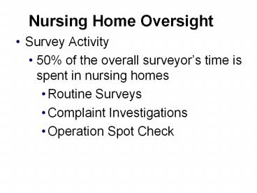 Nursing Home Oversight