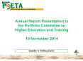 Presentation to the Portfolio Committee on Higher Education PowerPoint PPT Presentation