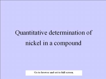 Quantitative determination of nickel in a compound