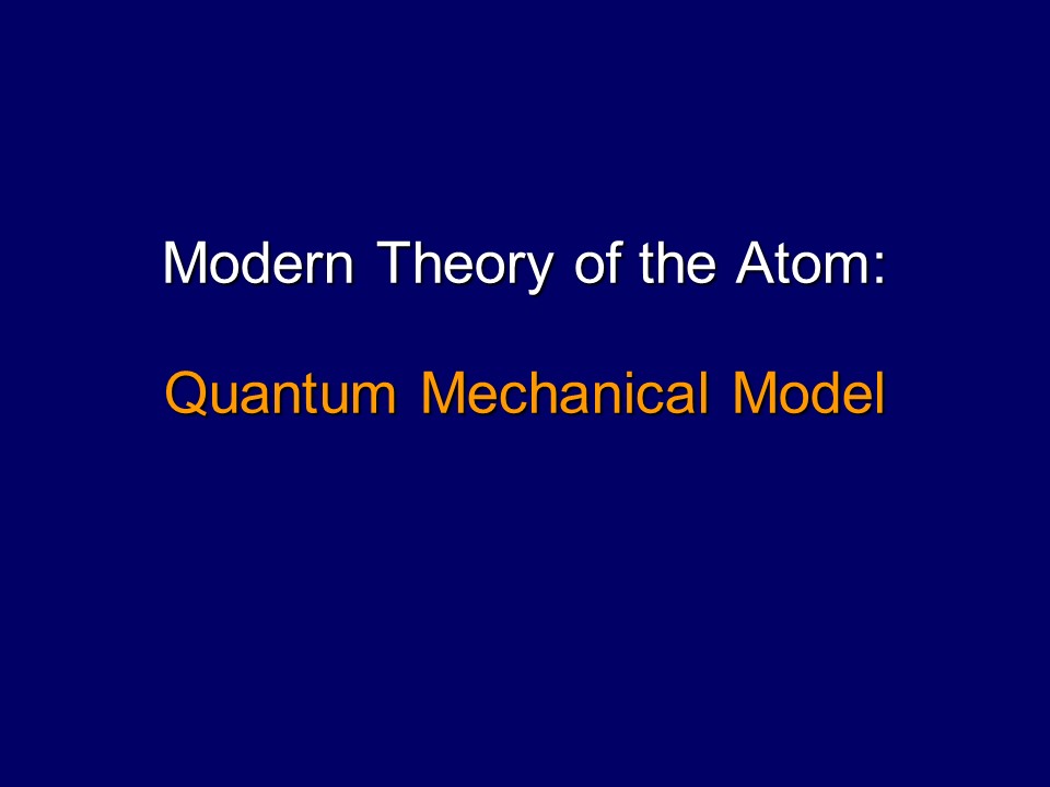 Modern Theory of the Atom: Quantum Mechanical Model