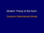 Modern Theory of the Atom: Quantum Mechanical Model