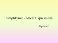 Simplifying Radical Expressions PowerPoint PPT Presentation