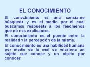 EL CONOCIMIENTO