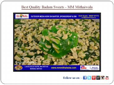 Best Quality Badam Sweets - MM Mithaiwala