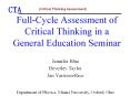 Full-Cycle Assessment of Critical Thinking in a General Education Seminar PowerPoint PPT Presentation