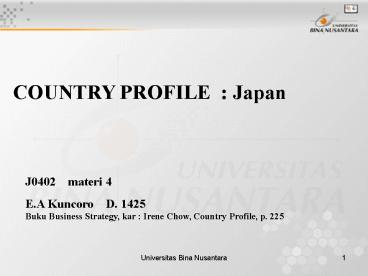 COUNTRY PROFILE : Japan