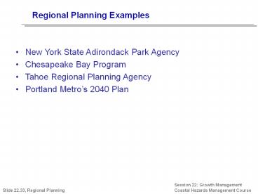 Regional Planning Examples
